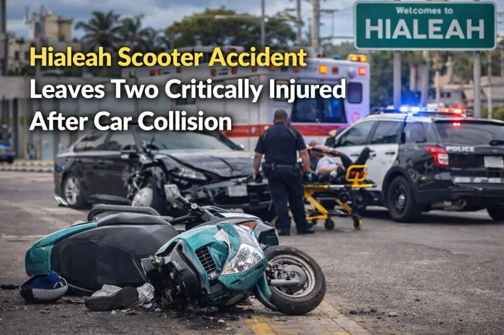 Hialeah Scooter Accident Leaves Two Critically Injured After Car Collision