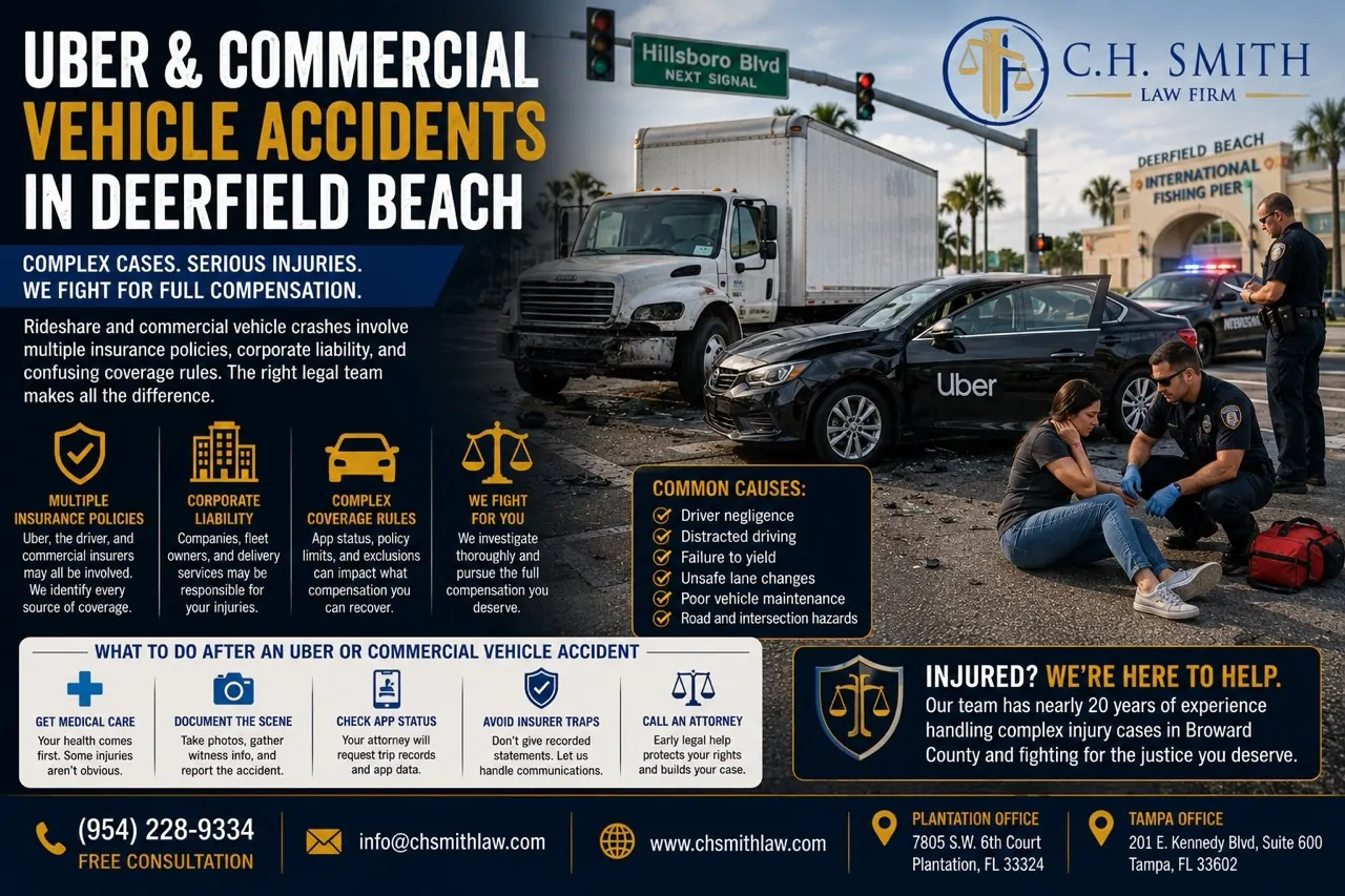 Deerfield Beach Commercial Vehicle & Uber Accident Law